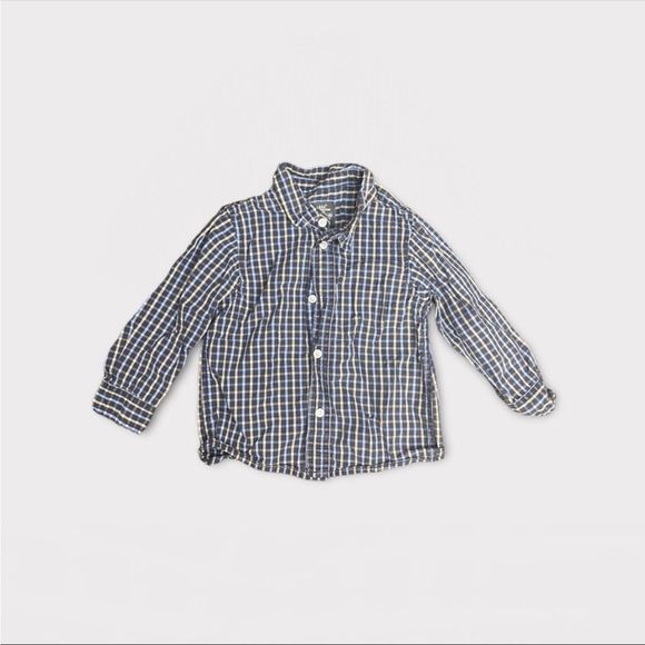 L.O.G.G| 3/$15| Baby Boy Blue Plaid Button Down - Picture 1 of 3